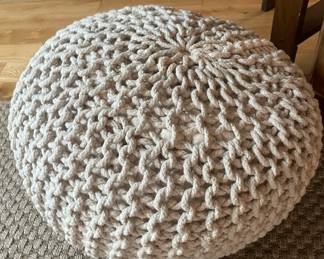 Knitted Cream Round Pouf Foot Stool/Ottoman