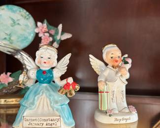 1956 Napco "May Birthday" Angel Boy Figurine, 1950’s "January Birthday" Angel Garnet (Constancy) 