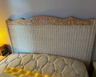 White Wicker Rattan Headboard