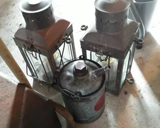Candle lamps 
Vintage fuel can