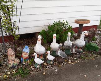 Concrete  animal figures
Elf's are resin