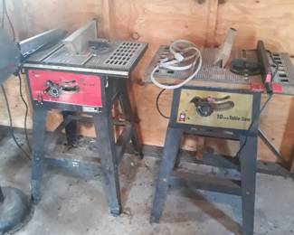 Two 10" table saws, working