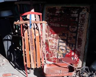 Two snow sleds
Small wagon