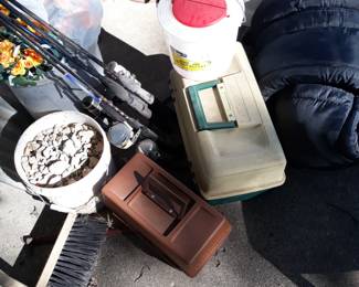 Fishing rods  and tackle boxes