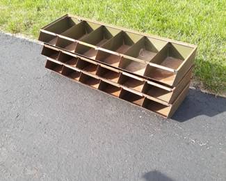 Three metal storage  bins