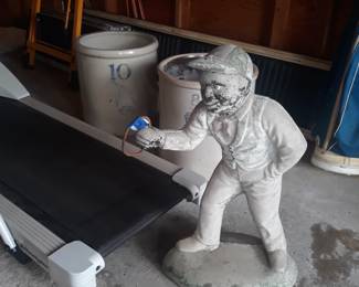 Jocko Graves  b 1874 -1776 historical figure  in concrete with loop in hand  for a lantern 
