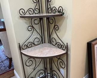 Decorative black iron storage marble shelf