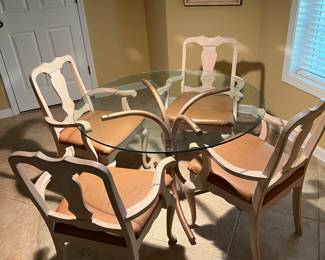 Glass top table and 4 chairs 
