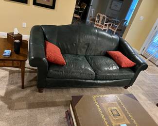 Lexington green leather couch