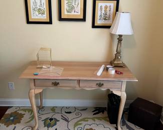 Queen-Anne style desk and lamps