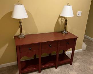 Console table and lamps