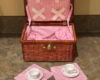 Miniature teaset and picnic basket