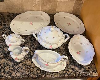 Havilland Bavarian china - 2 platters, cream and sugar; gravy boat; oval vegetable; and round covered vegetable