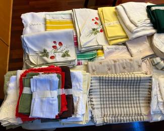 Linens - Table cloths (of all shapes and sizes), placemats, napkins and rings