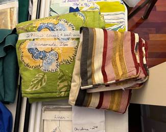 Linens - curtains and rods, pillow covers, holiday towels