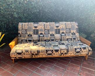 Very nice solid wood futon frame. Outer frame is 87” end to end. Inner cushion is 80” wide. Frame depth is approx 41”. 