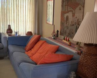 7' sofa.  Good bones, needs new upholstery.