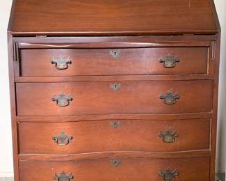 Vintage Chippendale style chest of drawers with secretary top. 