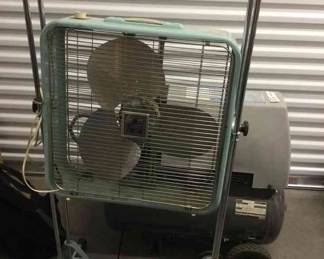 Old Timey Windsor Box Fan Mounted Rolling Cart