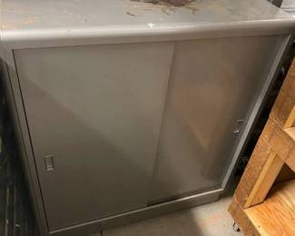 Solid Metal Storage Cabinet With Sliding Doora