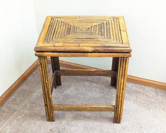 Chinese Bamboo Side Table - 18 x 14 x 21h