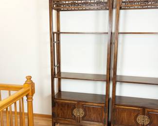 One Asian Style Hollywood Regency Tall Bookcase Shelving Unit 33w x 13d x 78.25h