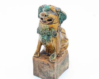 Antique Chinese Sancai Pottery Fu Dog