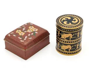 Two Metal and Enamel Trinket Boxes
