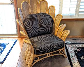  Rattan Palm Frond Lounge Chair - 38w x 35d x 46h