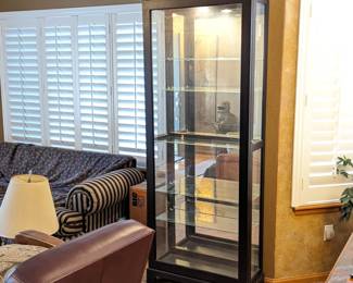 Mirrored Display Curio Cabinet with Light and Lock 32.5w x 13.75d x 80.5h