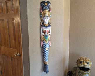 Indonesian Carved Wood Mermaid Goddess - 7w x 48h
