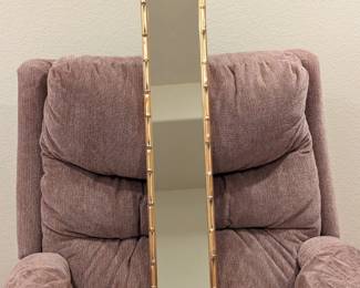 Tall Narrow Mirror with Gold Bamboo Design Frame - 6.25w x 31.25h