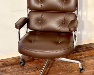 002 1980 Herman Miller Eames Time Life Executive Desk Chair Brown Leather