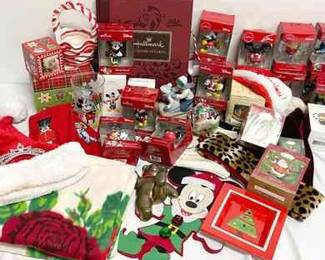 A Mickey Christmas Hallmark Ornaments, Santa Hats, More