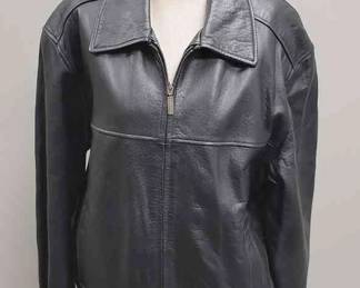 Boston Harbour Black Leather Jacket Sz Medium