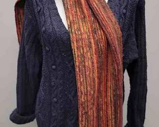 CrystalKobe Size Large Navy Button Up Sweater And Christopher Banks Scarf