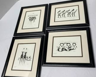 Four Framed Prints Of Brownings Ghana Art