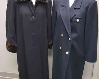 JATD Petite Size 8 Black Wool Coat And Blue Mario De Pinto Wool Long Coat No Size