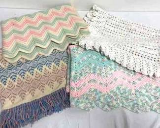 Pastel Afghans Crochet Blankets 4 Total