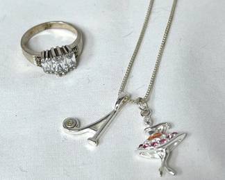 Sterling Silver Ring Ballerina Necklace