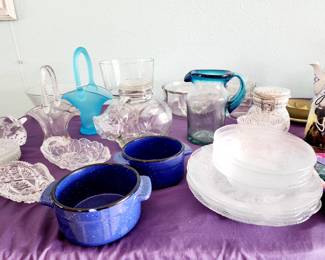 Glass salad sets, ramekins , glass serving dishes, wine glasses