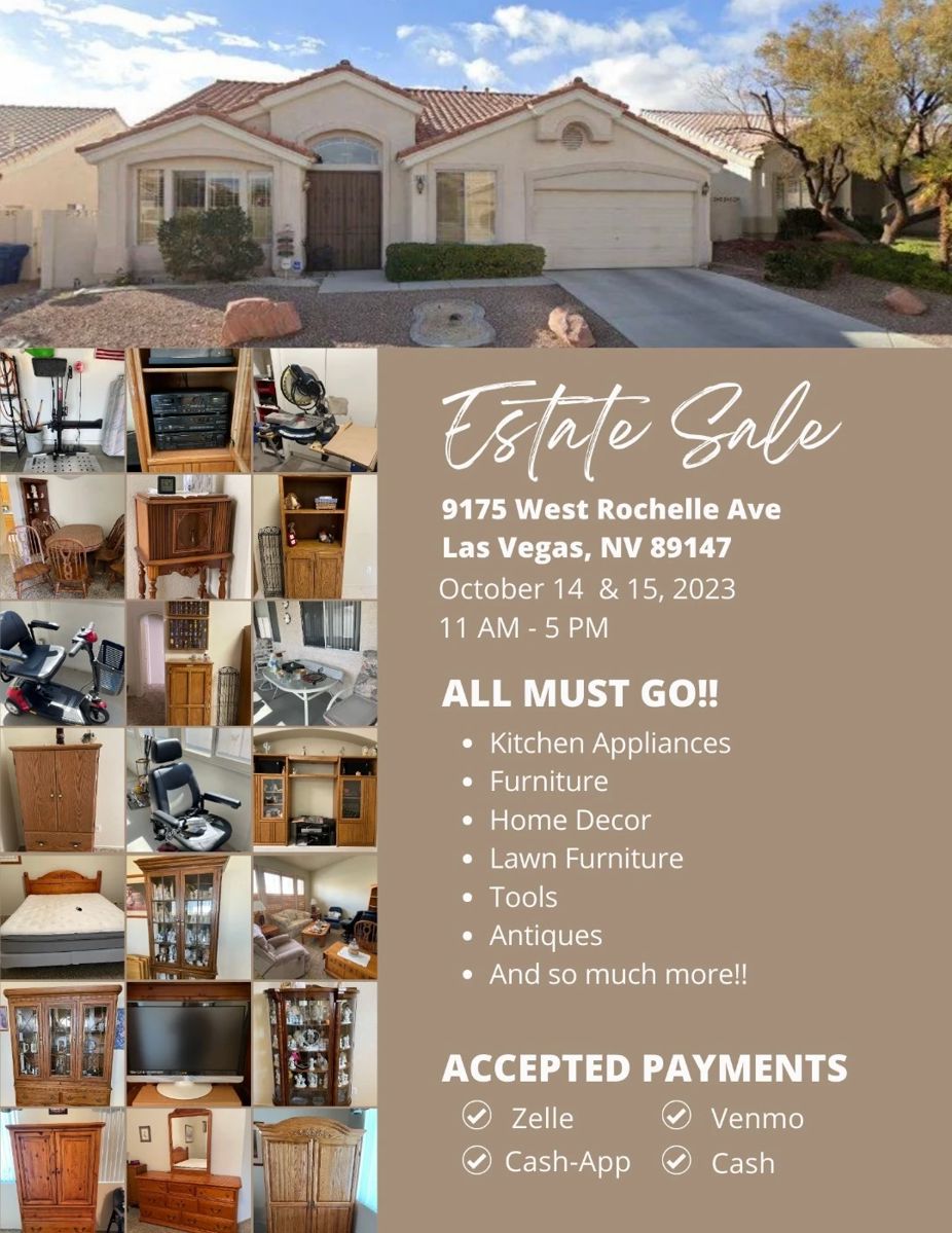 Everything Must Go Estate Sale in Las Vegas, NV starts on 10/14/2023