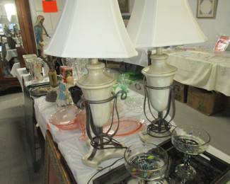 Pair of marble lamps