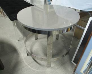 Chrome marble top lamp table