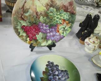 Large French or German fruit painted plates