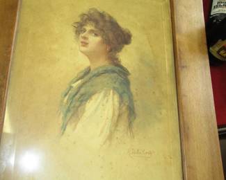 Italian 1900 watercolor by listed artist Corte