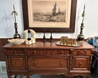 Stunning Antique Carved Walnut Sideboard 