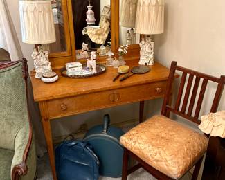 Sweet antique vanity & vintage luggage