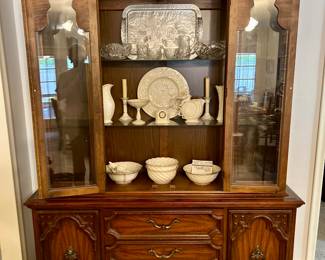 Traditional China Cabinet Filled w/ Crystal & China Collectibles 