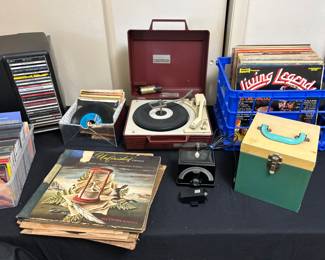 Vintage records & portable record player